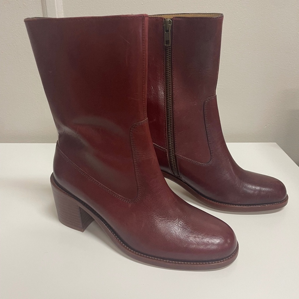 A.P.C. Burgundy Leather Heeled Boots